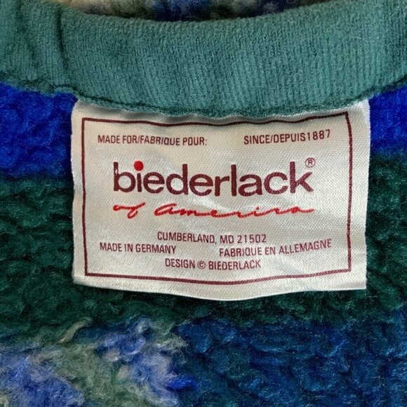Vintage Biederlack Patriotic Teddy Bear Blanket 74x54 Blue Brown Acrylic Plush - Picture 4 of 5